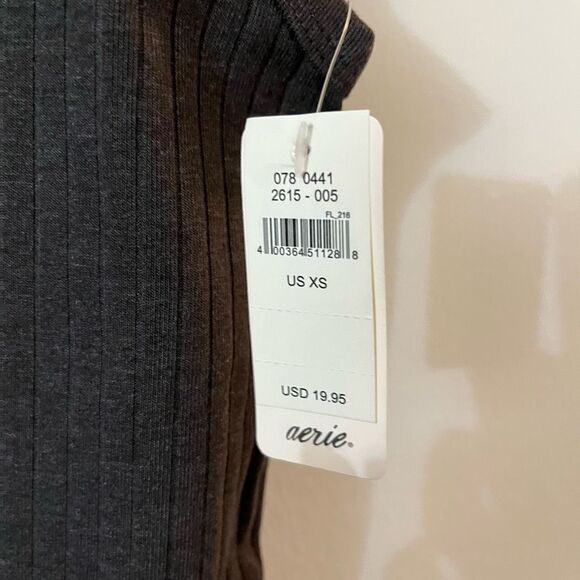 Aerie Ribbed Knit Dark Gray BlackTank Top‎ XS NWT - Picture 7 of 9